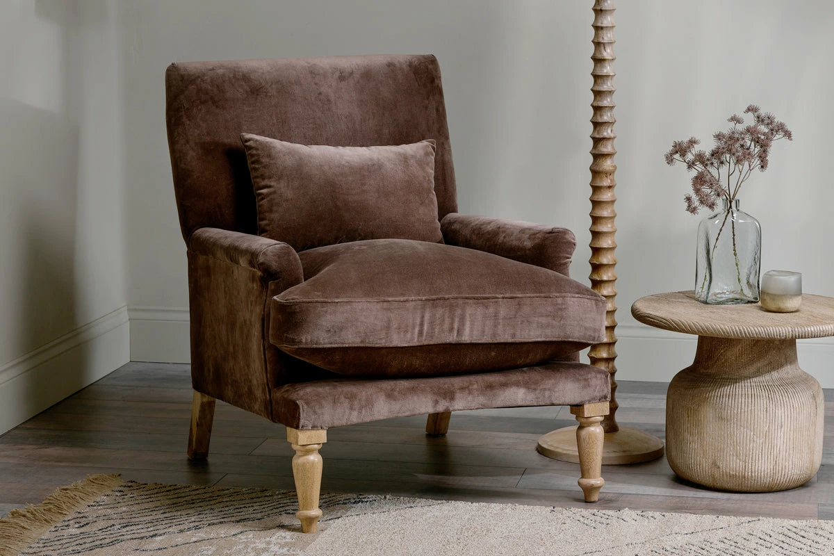 Nalla Velvet Armchair - Mocha 3 Nalla Velvet Armchair - Mocha