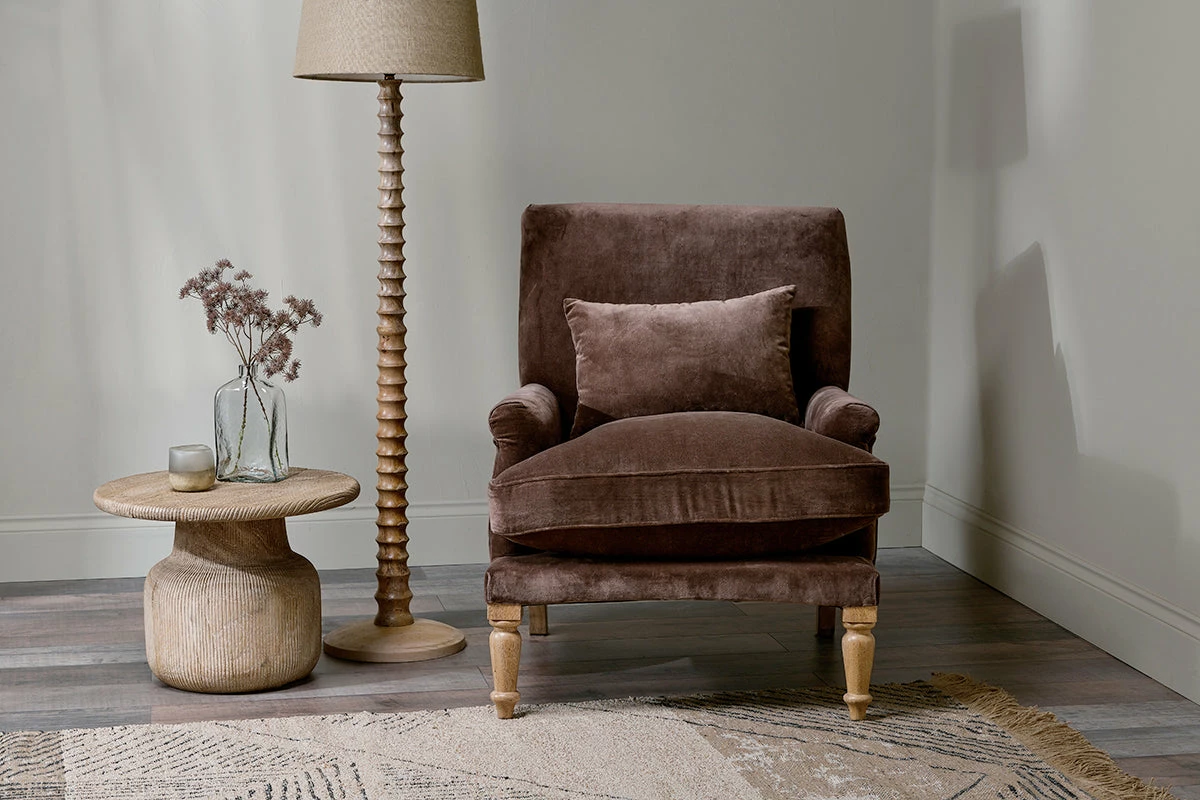 Nalla Velvet Armchair - Mocha 4 Nalla Velvet Armchair - Mocha - Image 2