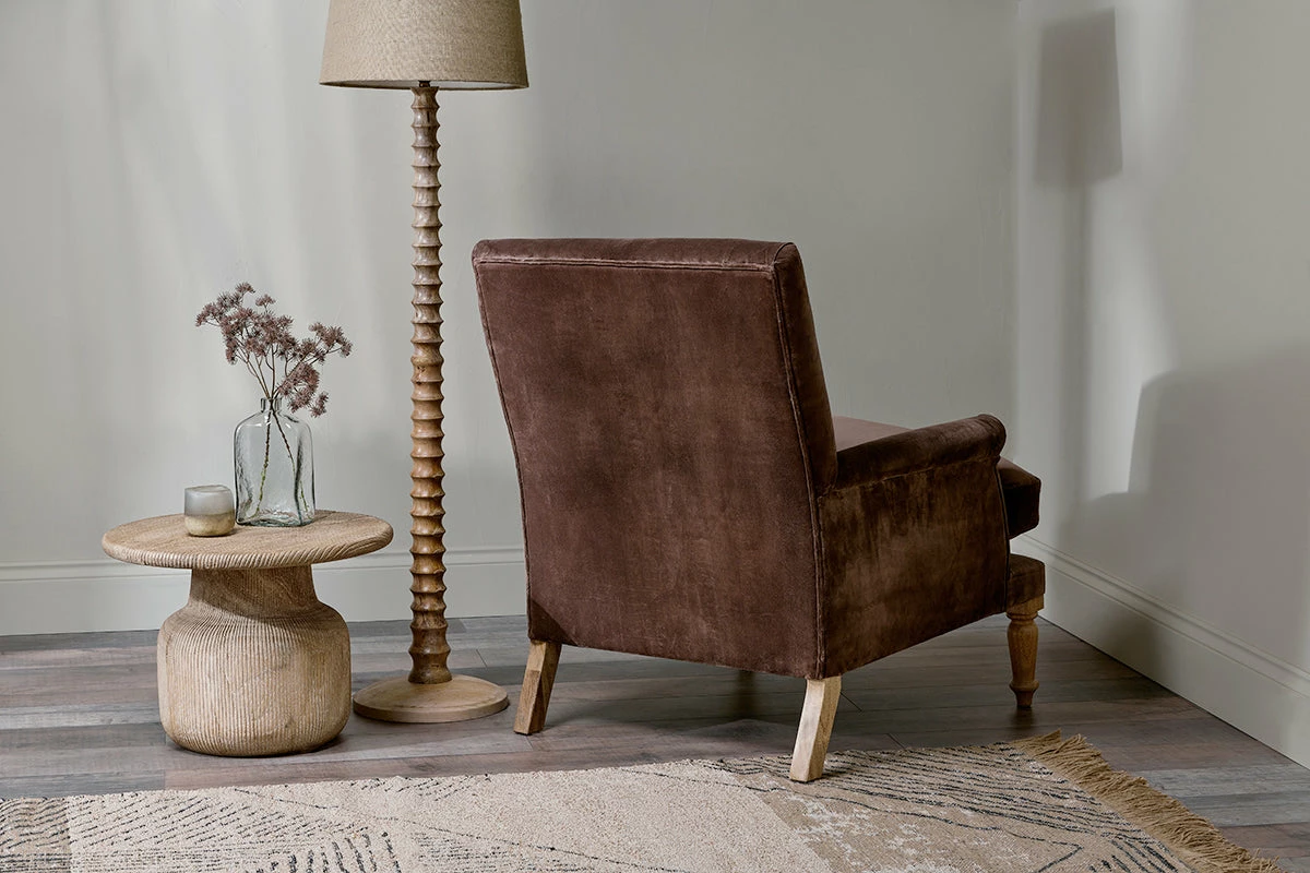 Nalla Velvet Armchair - Mocha 8 Nalla Velvet Armchair - Mocha - Image 6