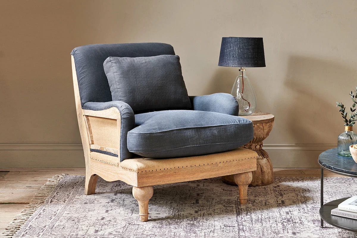 Abe Deconstructed Linen Armchair - Charcoal 3 Abe Deconstructed Linen Armchair - Charcoal