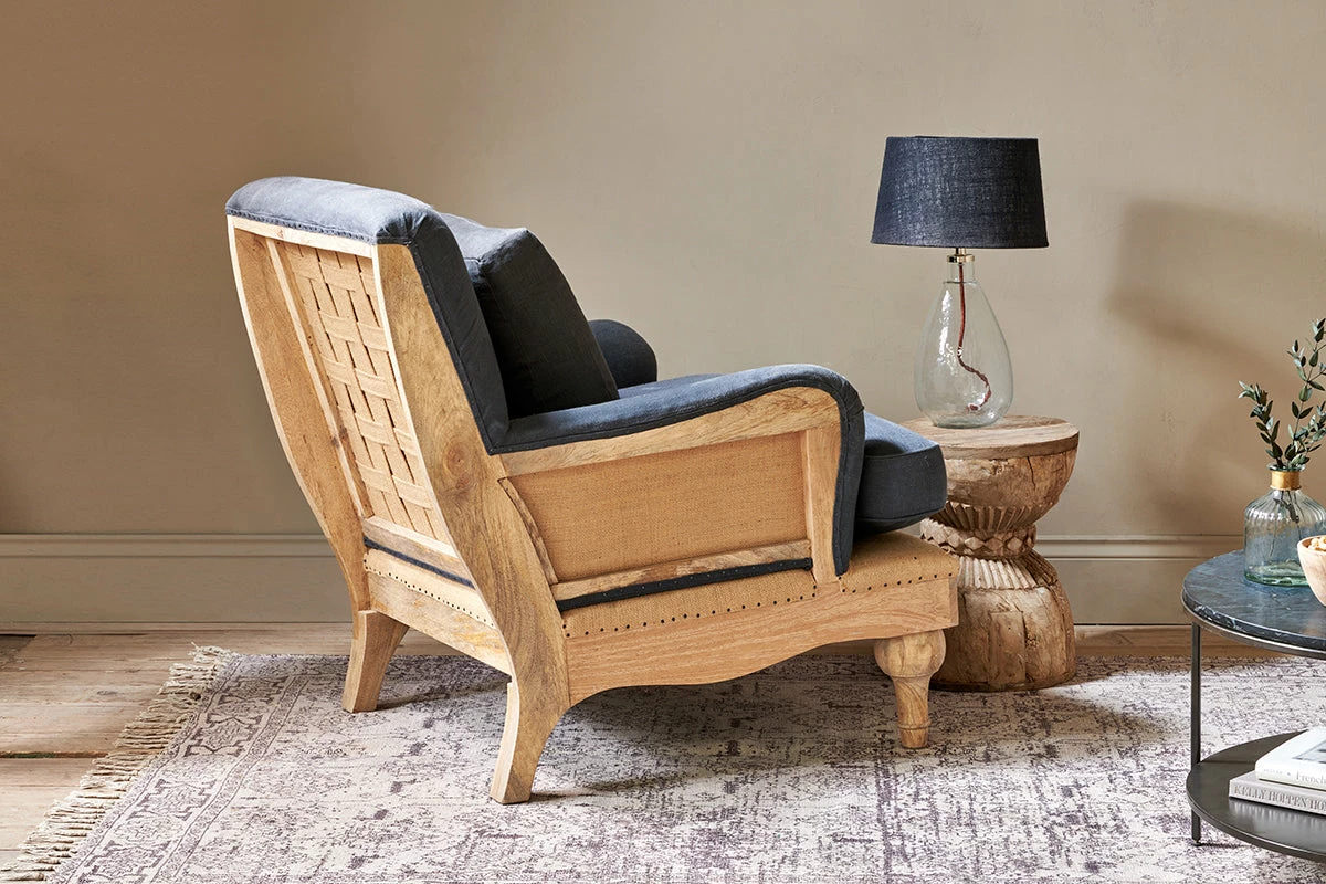 Abe Deconstructed Linen Armchair - Charcoal 9 Abe Deconstructed Linen Armchair - Charcoal - Image 7