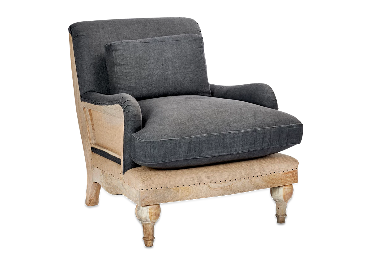Abe Deconstructed Linen Armchair - Charcoal 10 Abe Deconstructed Linen Armchair - Charcoal - Image 8