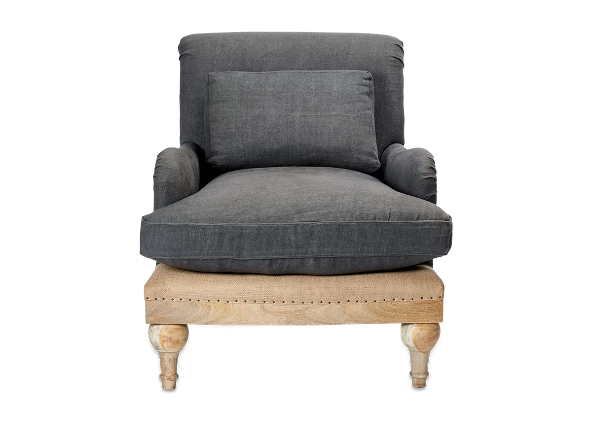 Abe Deconstructed Linen Armchair - Charcoal 11 Abe Deconstructed Linen Armchair - Charcoal - Image 9