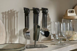 Banda Cutlery Set & Stand - Matt Black (Set Of 12)