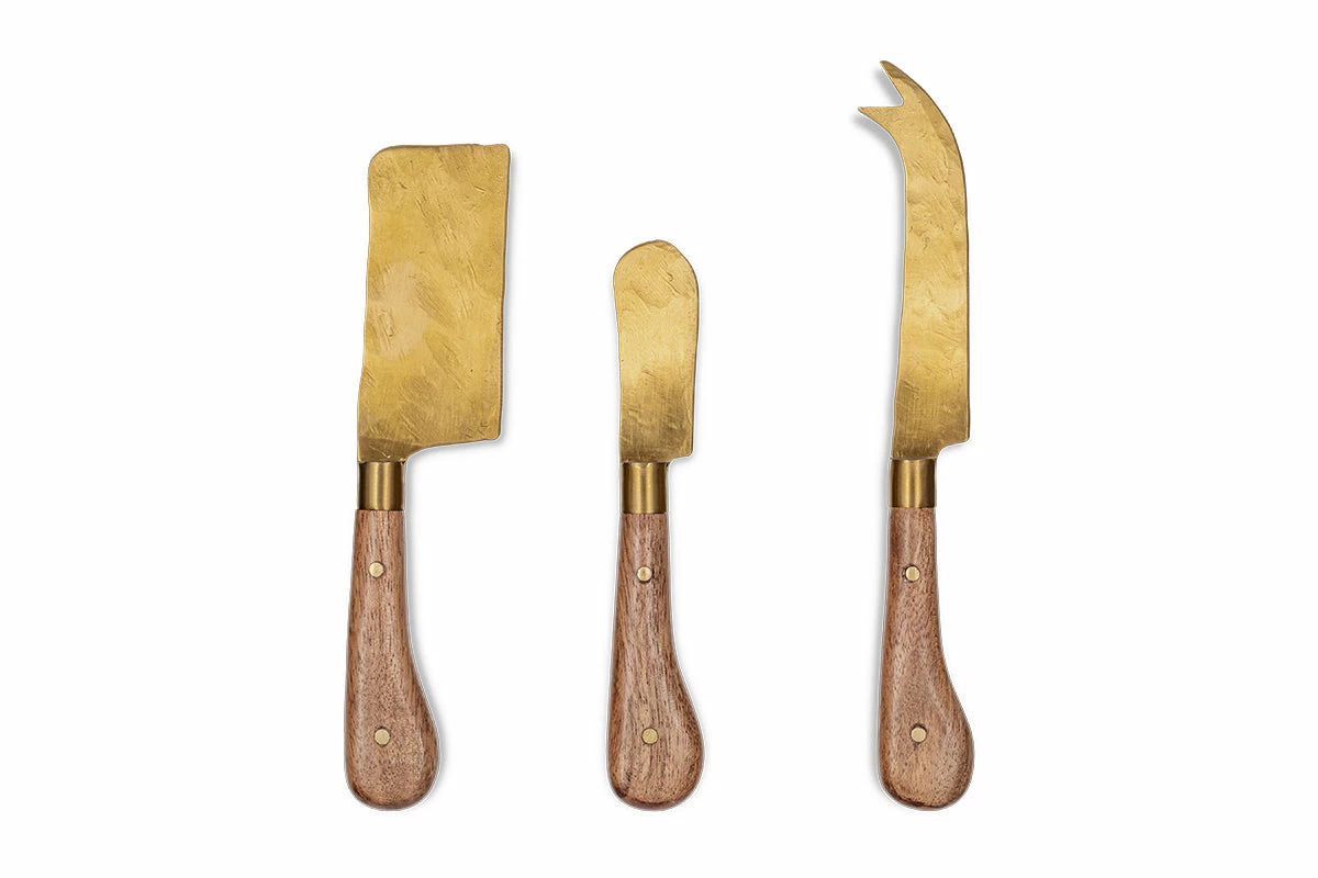 Maram Cheese Knife Set - Natural & Gold (Set Of 3) 5 Maram Cheese Knife Set - Natural & Gold (Set Of 3) - Image 3