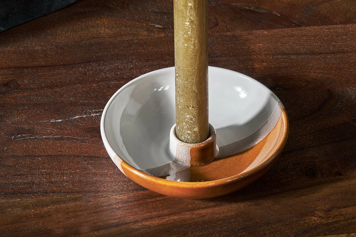 Candra Ceramic Candle Holder - Off White & Terracotta 4 Candra Ceramic Candle Holder - Off White & Terracotta - Image 2