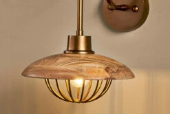 Chakai Mango Wood Wall Lamp - Natural & Antique Brass -furniture Sales Store CL07 3