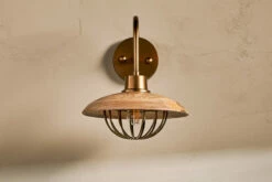 Chakai Mango Wood Wall Lamp - Natural & Antique Brass -furniture Sales Store CL07 4