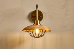 Chakai Mango Wood Wall Lamp - Natural & Antique Brass -furniture Sales Store CL07 5