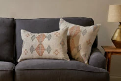 Ekta Embroidered Linen Cushion Cover - Natural & Rust
