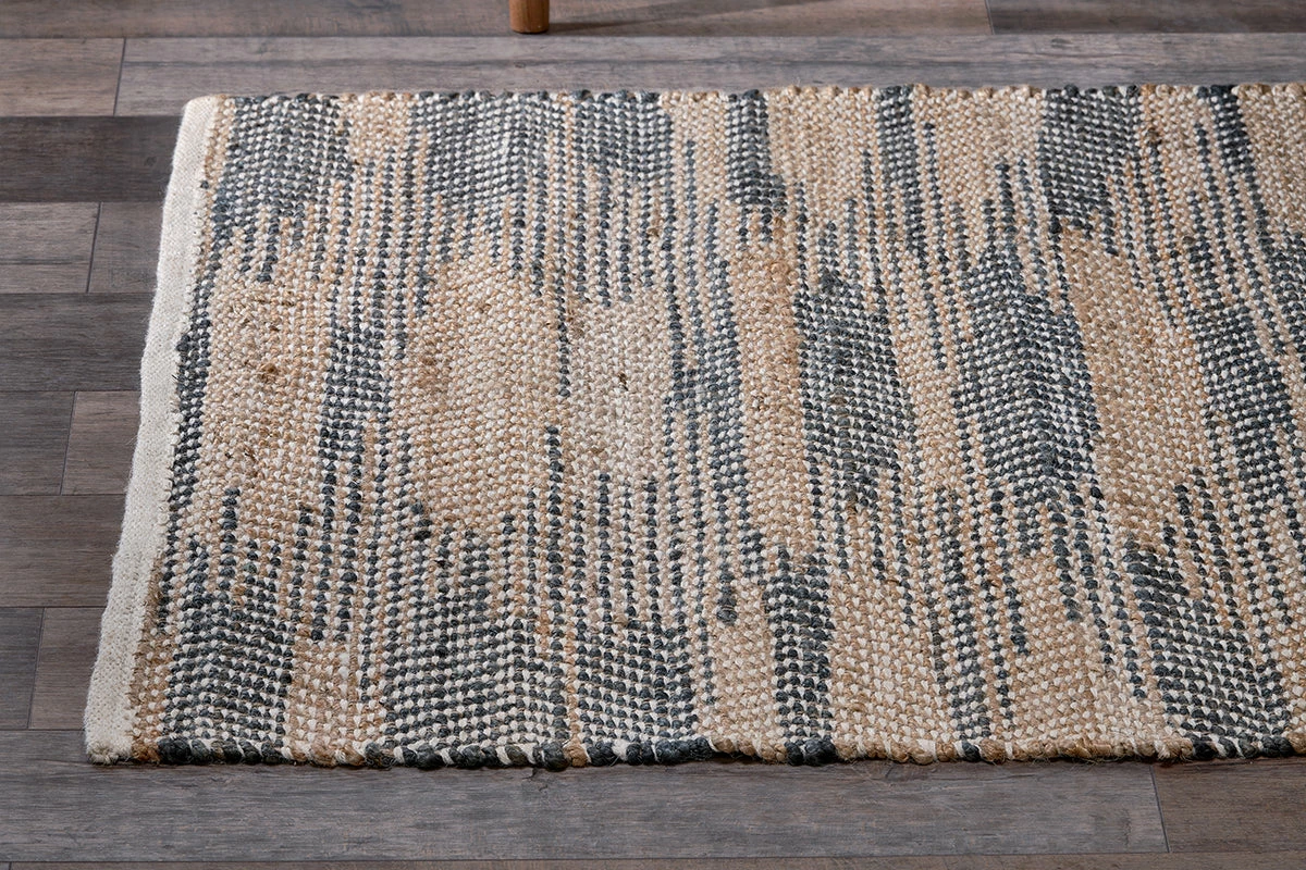 Faiyaz Jute Rug - Natural & Dark Blue 6 Faiyaz Jute Rug - Natural & Dark Blue - Image 4