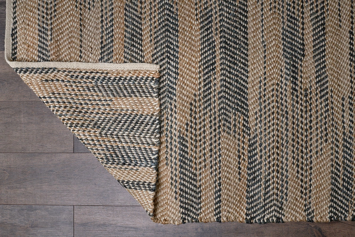 Faiyaz Jute Rug - Natural & Dark Blue 10 Faiyaz Jute Rug - Natural & Dark Blue - Image 8