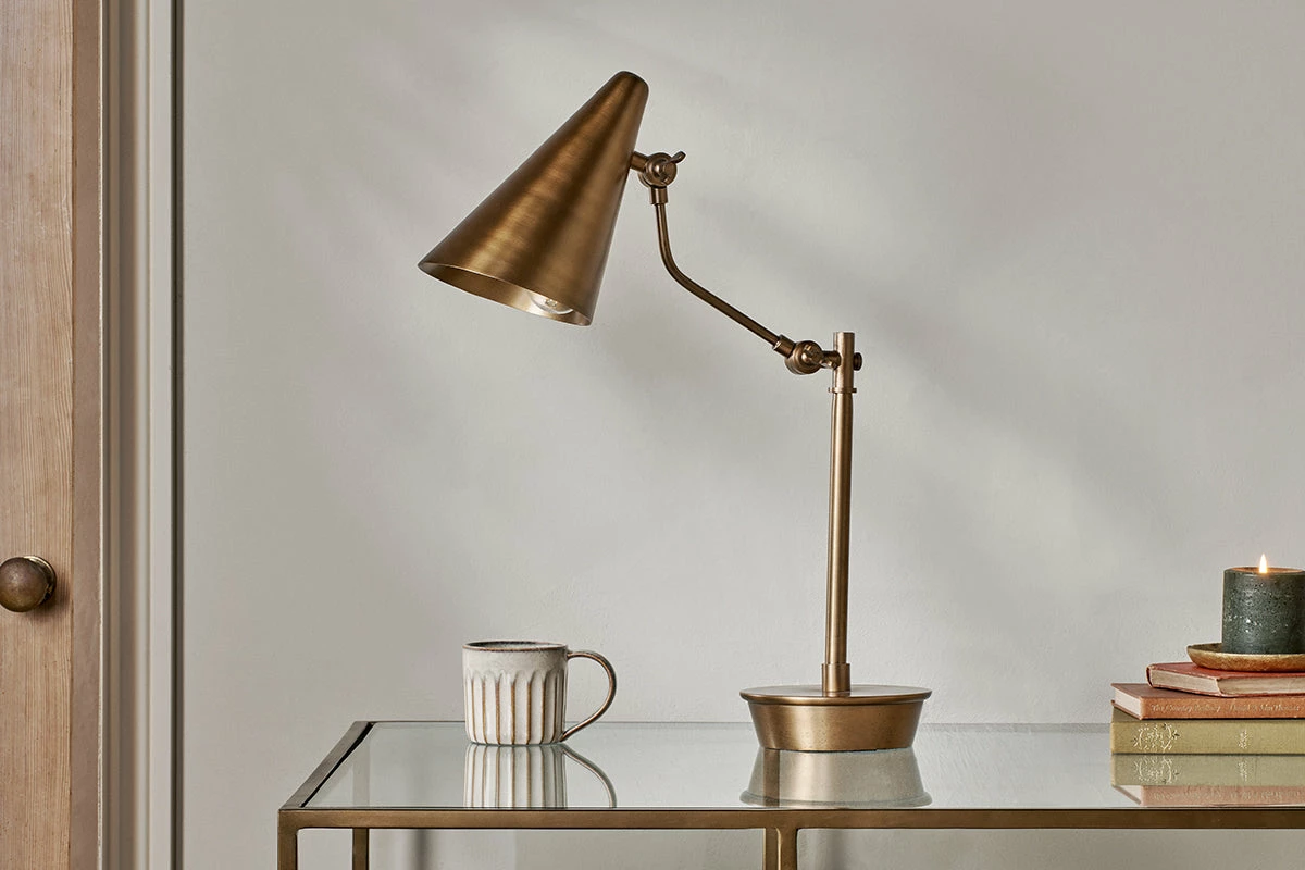 Idhant Task Table Lamp - Antique Brass 4 Idhant Task Table Lamp - Antique Brass - Image 2