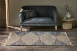 Juanita Recycled Wool & Cotton Rug - Natural & Dark Blue 11 Juanita Recycled Wool & Cotton Rug - Natural & Dark Blue -furniture Sales Store JR01 2