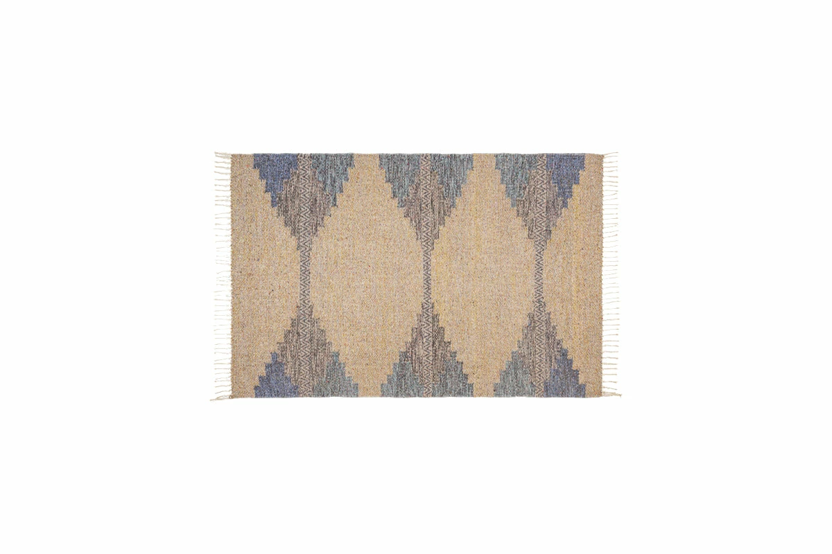 Juanita Recycled Wool & Cotton Rug - Natural & Dark Blue 10 Juanita Recycled Wool & Cotton Rug - Natural & Dark Blue - Image 8