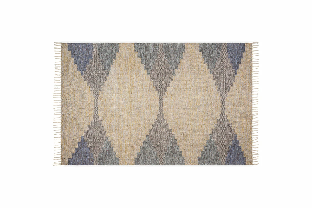 Juanita Recycled Wool & Cotton Rug - Natural & Dark Blue 9 Juanita Recycled Wool & Cotton Rug - Natural & Dark Blue - Image 7