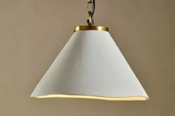 Kiara Organic Shape Ceramic Pendant Light - Off White & Antique Brass -furniture Sales Store KL33 3