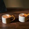 Mittee Ceramic Teacup Tealight Holder - Off White & Terracotta (Set Of 2) -furniture Sales Store MH10 1
