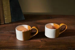 Mittee Ceramic Teacup Tealight Holder - Off White & Terracotta (Set Of 2)
