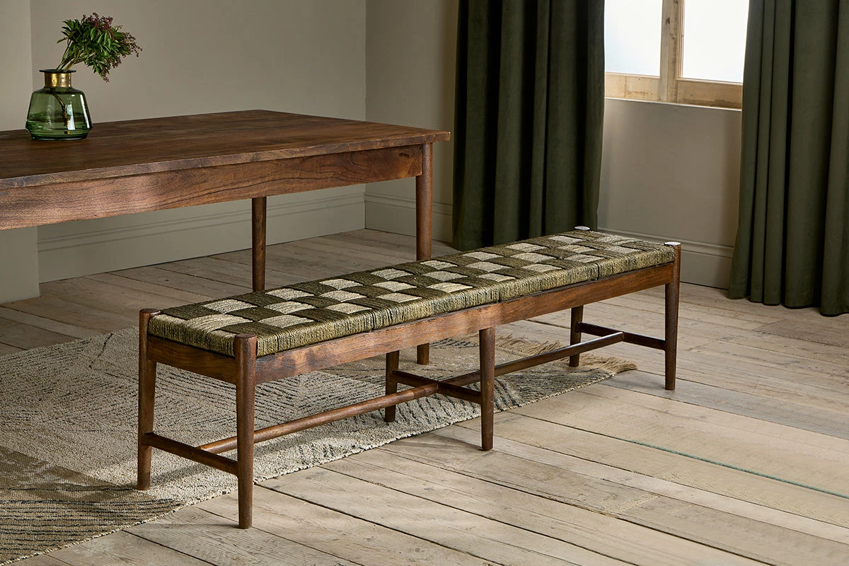 Raunak Acacia Woven Bench - Washed Walnut - Large 3 Raunak Acacia Woven Bench - Washed Walnut - Large