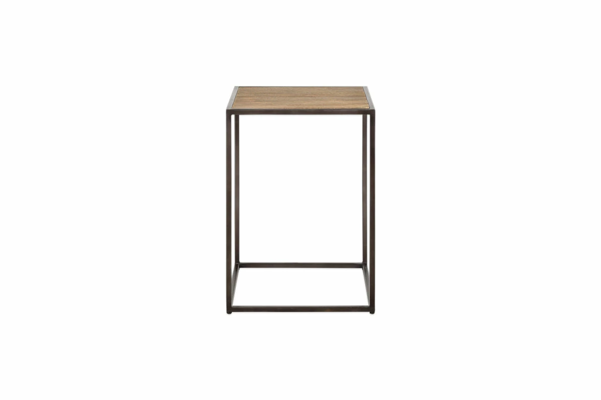 Rishin Grooved Wood Side Table - Natural & Gun Metal 6 Rishin Grooved Wood Side Table - Natural & Gun Metal - Image 4