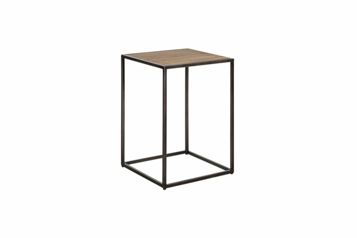 Rishin Grooved Wood Side Table - Natural & Gun Metal 7 Rishin Grooved Wood Side Table - Natural & Gun Metal - Image 5
