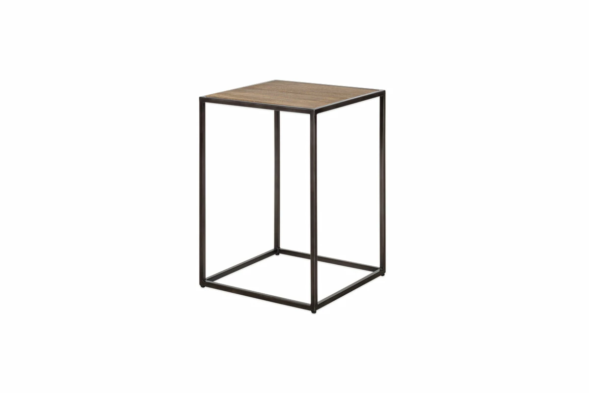 Rishin Grooved Wood Side Table - Natural & Gun Metal 8 Rishin Grooved Wood Side Table - Natural & Gun Metal - Image 6