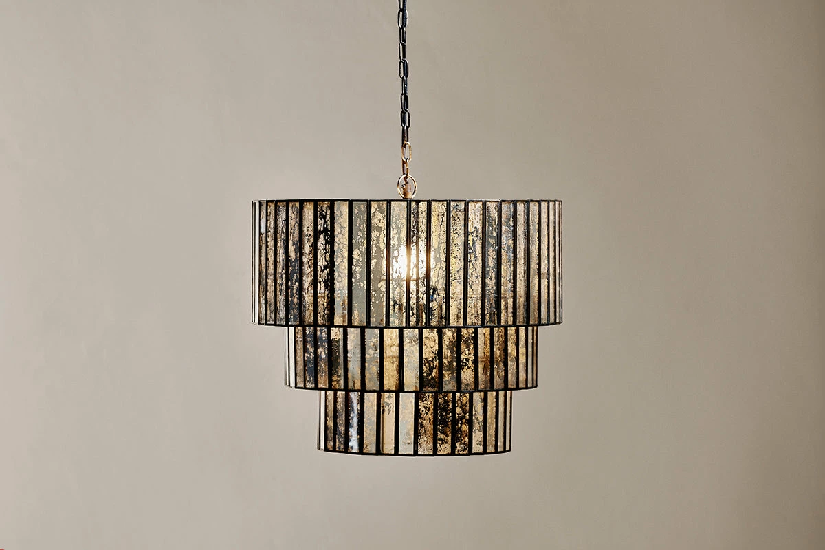 Shanaya Mottled Glass Chandelier - Antique Bronze 3 Shanaya Mottled Glass Chandelier - Antique Bronze