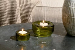 Sakha Recycled Glass Tealight Holder - Green (Set Of 2)