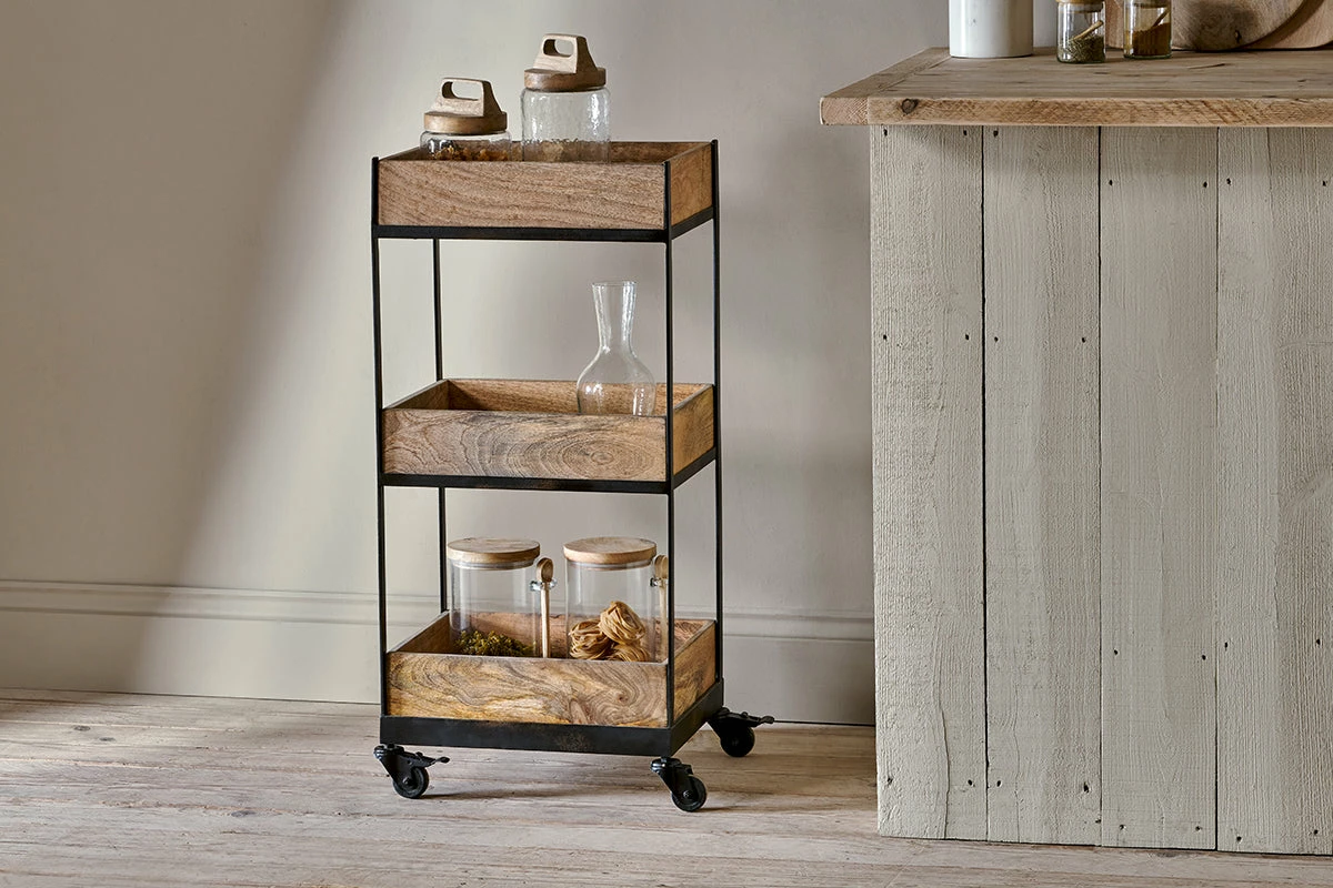 Soma Mango Wood Storage Trolley 3 Soma Mango Wood Storage Trolley