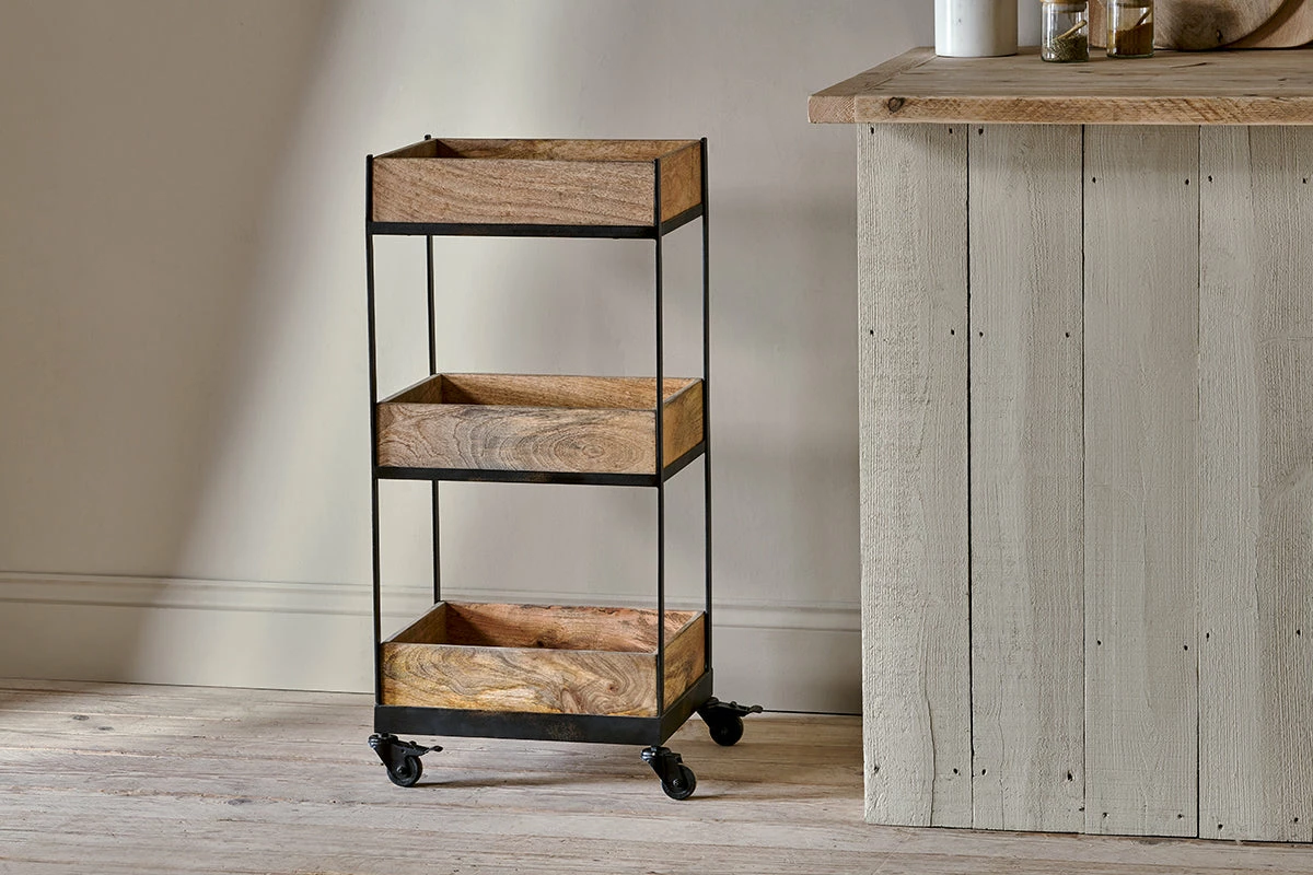 Soma Mango Wood Storage Trolley 4 Soma Mango Wood Storage Trolley - Image 2