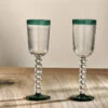 Thimma Wine Glass - Clear & Teal (Set Of 2) 2 Thimma Wine Glass - Clear & Teal (Set Of 2) -furniture Sales Store TG05 1