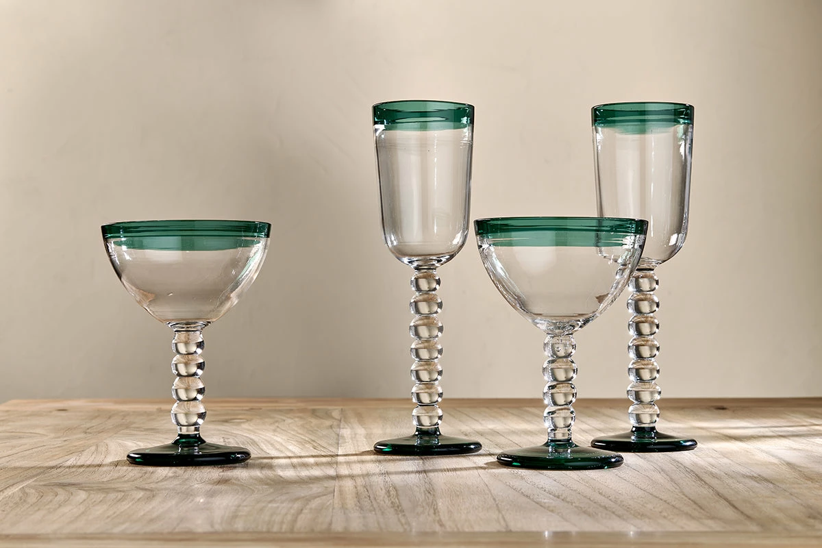 Thimma Champagne Glass - Clear & Teal (Set Of 2) 5 Thimma Champagne Glass - Clear & Teal (Set Of 2) - Image 3