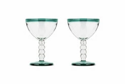 Thimma Champagne Glass - Clear & Teal (Set Of 2) 9 Thimma Champagne Glass - Clear & Teal (Set Of 2) -furniture Sales Store TG0601 WB
