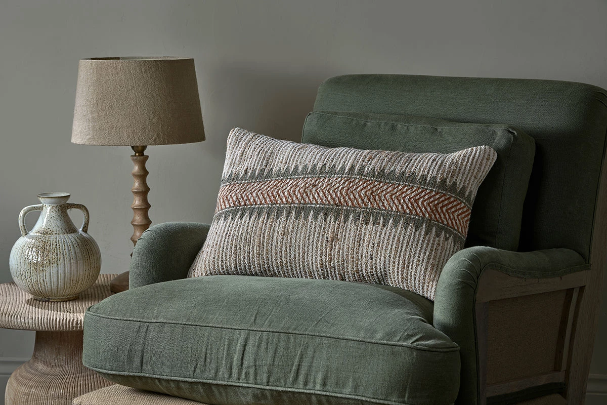 Zairya Jute & Cotton Cushion Cover - Natural & Rust - 60 X 40cm 3 Zairya Jute & Cotton Cushion Cover - Natural & Rust - 60 X 40cm