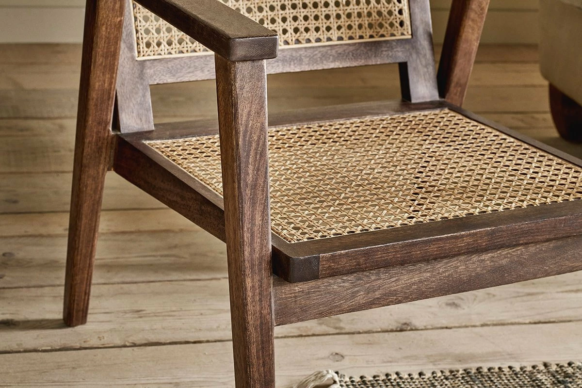 Atri Mango Wood & Cane Occasional Chair - Dark Brown 6 Atri Mango Wood & Cane Occasional Chair - Dark Brown - Image 4