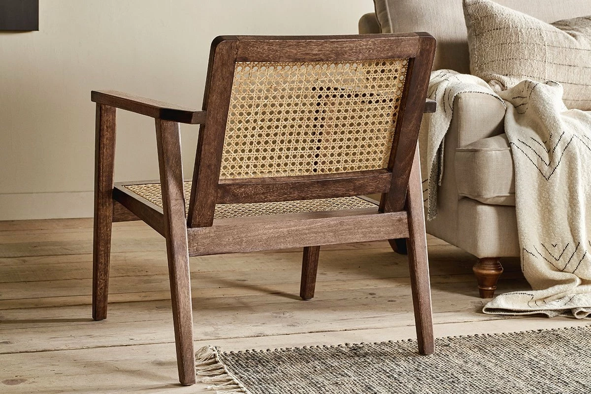 Atri Mango Wood & Cane Occasional Chair - Dark Brown 5 Atri Mango Wood & Cane Occasional Chair - Dark Brown - Image 3