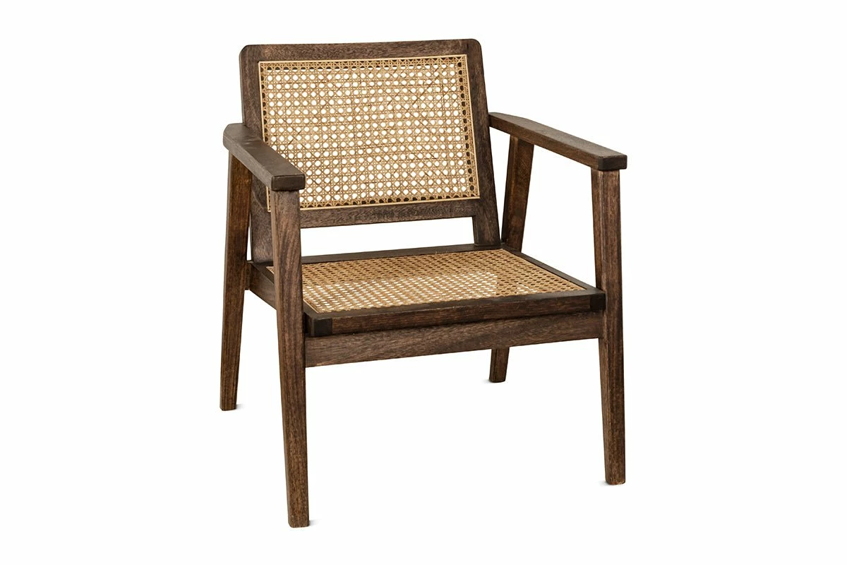 Atri Mango Wood & Cane Occasional Chair - Dark Brown 9 Atri Mango Wood & Cane Occasional Chair - Dark Brown - Image 7