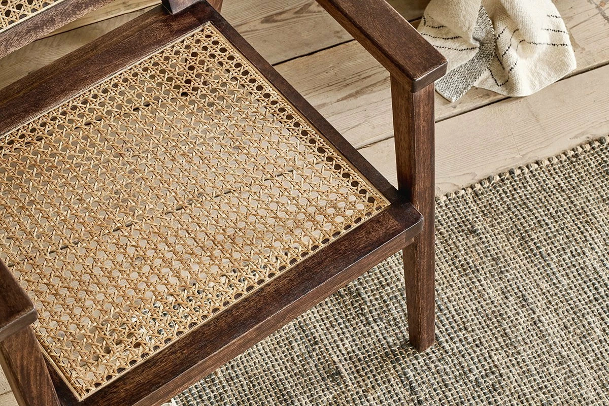 Atri Mango Wood & Cane Occasional Chair - Dark Brown 7 Atri Mango Wood & Cane Occasional Chair - Dark Brown - Image 5