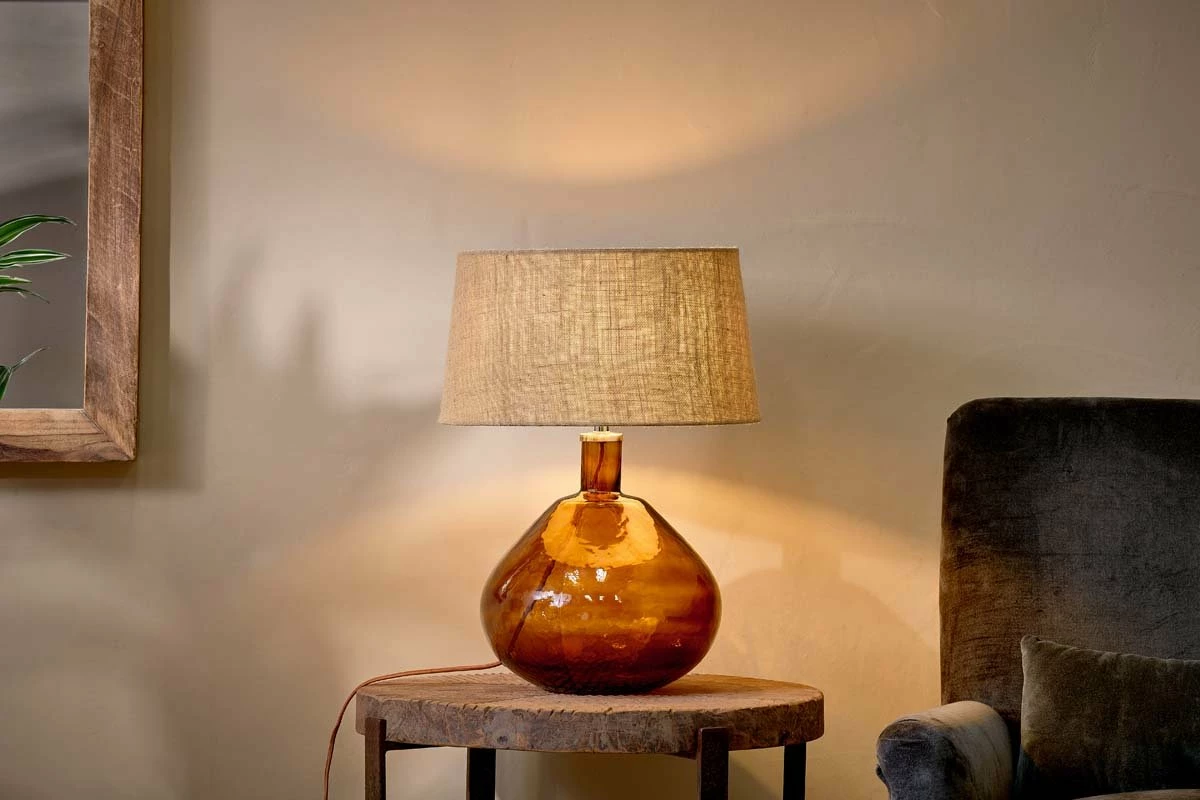 Baba Recycled Glass Lamp - Burnt Amber - Large Wide 3 Baba Recycled Glass Lamp - Burnt Amber - Large Wide