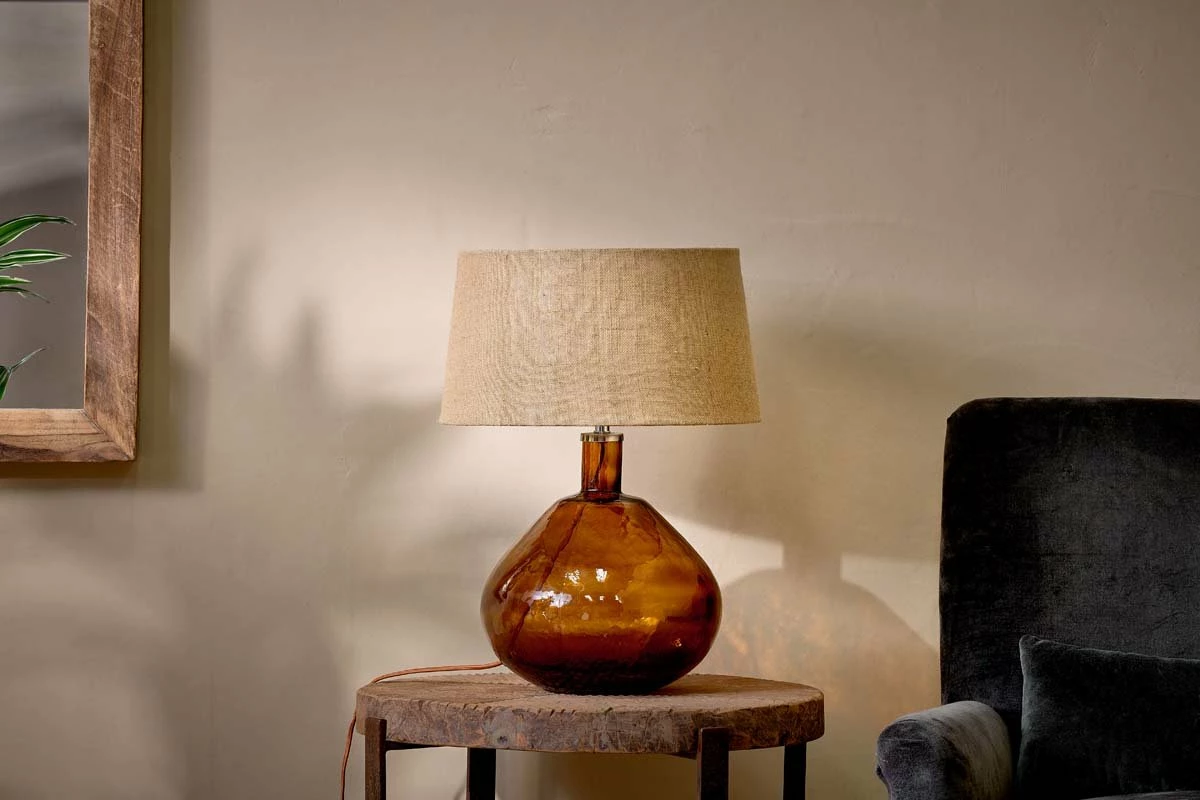 Baba Recycled Glass Lamp - Burnt Amber - Large Wide 4 Baba Recycled Glass Lamp - Burnt Amber - Large Wide - Image 2