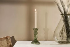 Buran Glass Candlestick - Dark Emerald