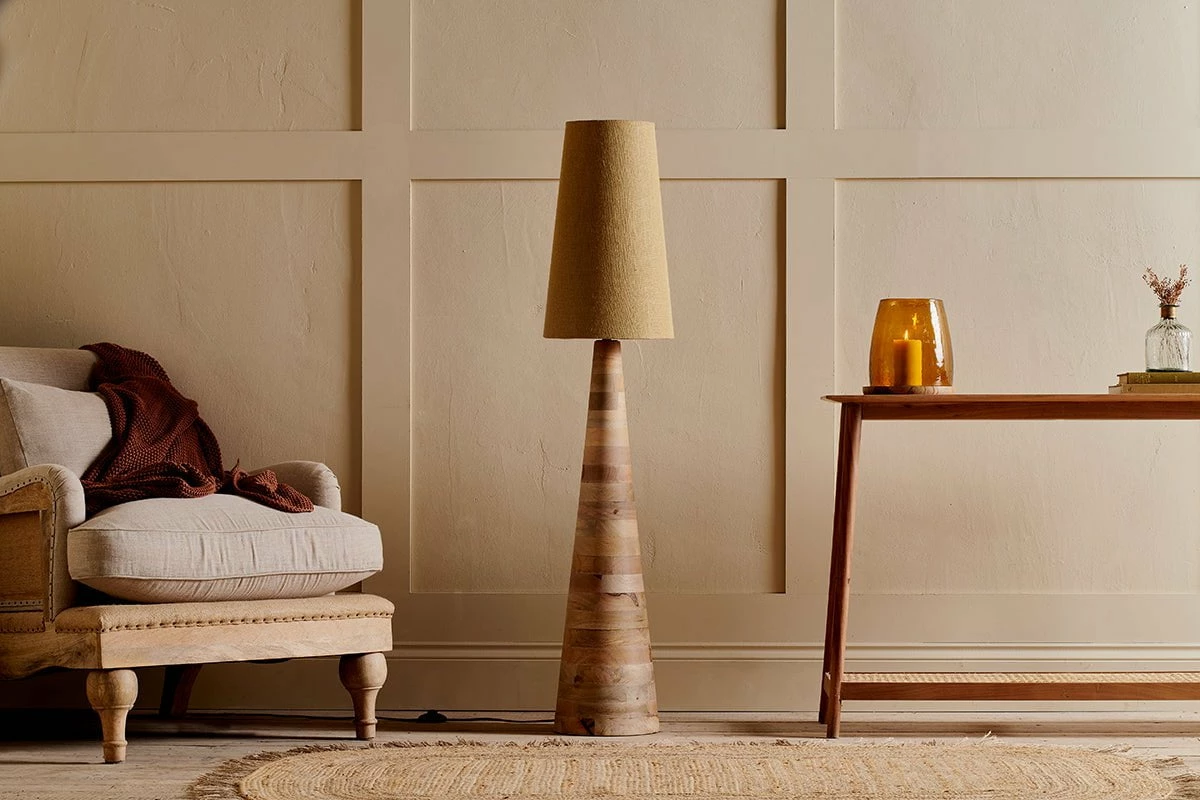 Chameli Tapered Mango Wood Floor Lamp 4 Chameli Tapered Mango Wood Floor Lamp - Image 2