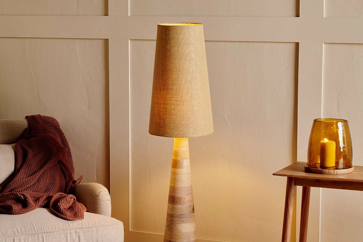 Chameli Tapered Mango Wood Floor Lamp 5 Chameli Tapered Mango Wood Floor Lamp - Image 3