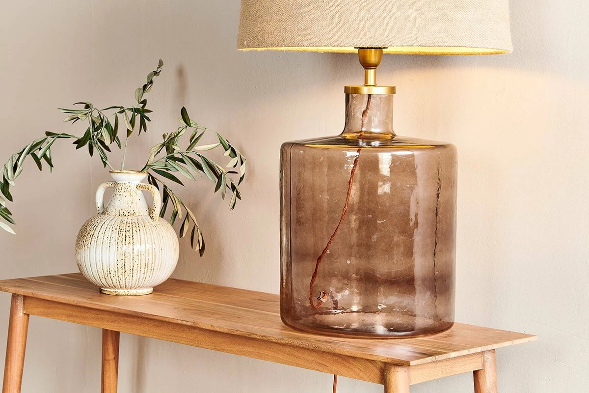 Edina Recycled Glass Table Lamp - Smoke Brown - Large 6 Edina Recycled Glass Table Lamp - Smoke Brown - Large - Image 4