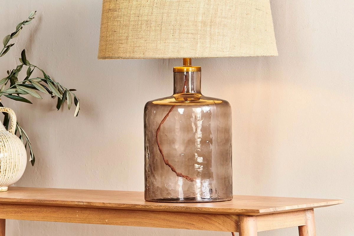 Edina Recycled Glass Table Lamp - Smoke Brown - Large 7 Edina Recycled Glass Table Lamp - Smoke Brown - Large - Image 5