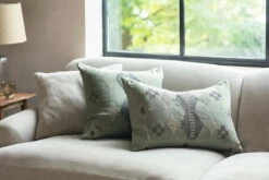 Ekta Embroidered Linen Cushion Cover - Sage Green