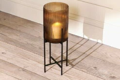Eskaya Recylcled Glass Standing Lantern - Smoke Brown