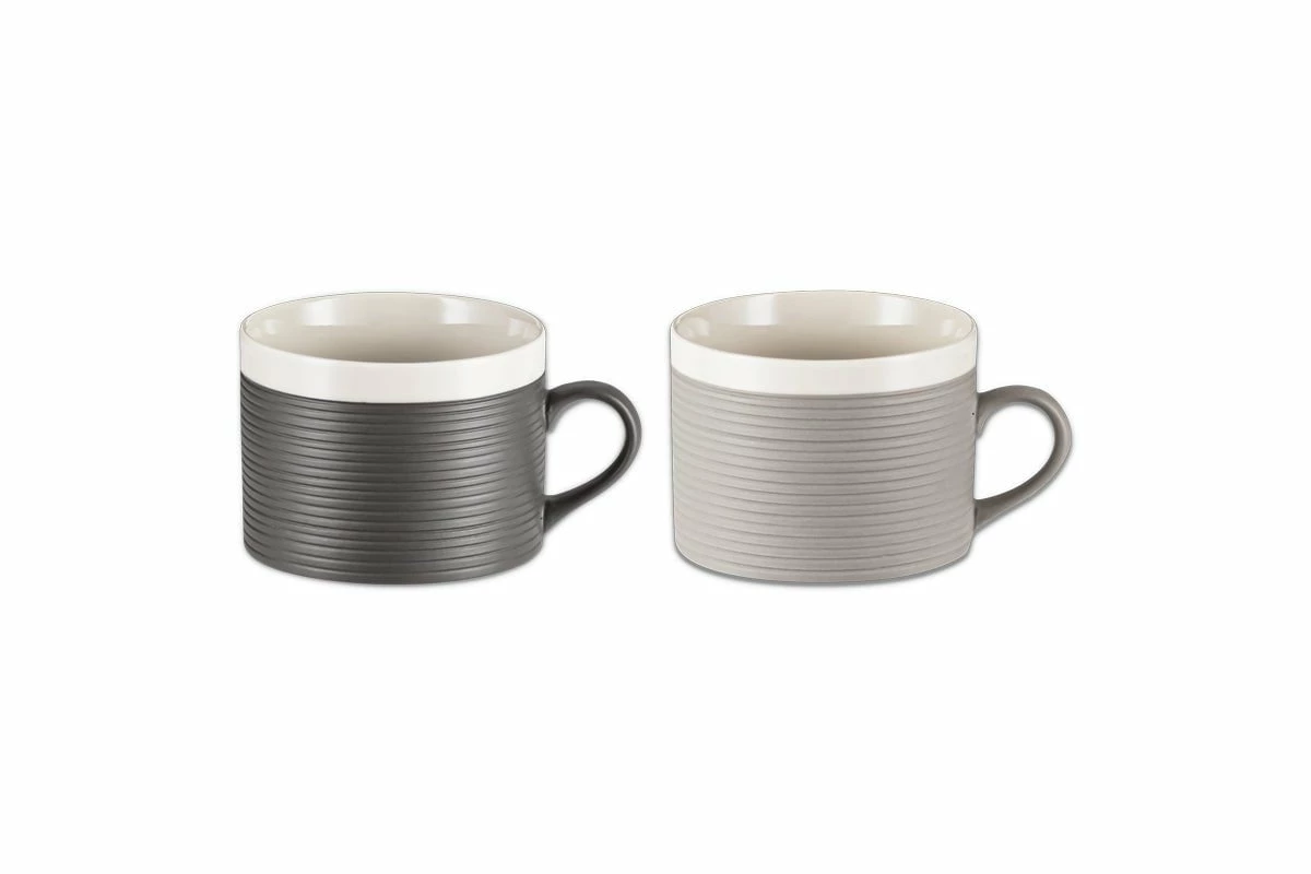 Faiz Mug - Charcoal & Grey - (Set Of 2) 6 Faiz Mug - Charcoal & Grey - (Set Of 2) - Image 4