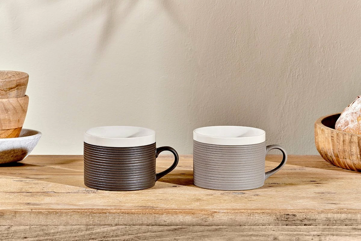Faiz Mug - Charcoal & Grey - (Set Of 2) 3 Faiz Mug - Charcoal & Grey - (Set Of 2)